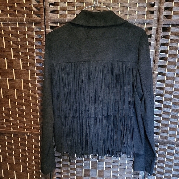 Michael Kors Black Fringe Leather Jacket - Picture 4 of 6